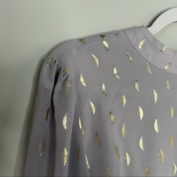 Modcloth Womens M Medium Gold and Purple Chiffon Mock Neck Dress. - Picture 3 of 8